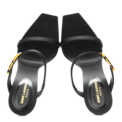 Saint Laurent Satin Oud Buckle Sandals 39 Black 2 of 10