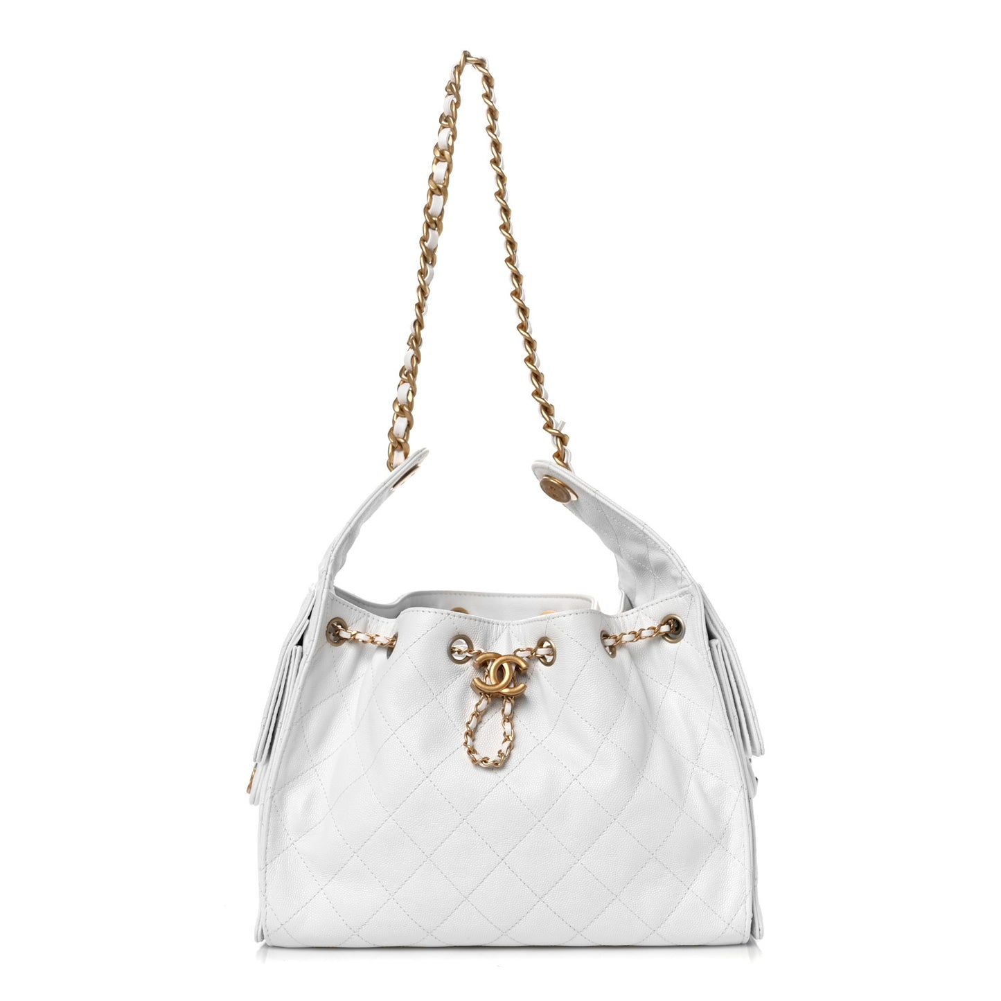Caviar Quilted Small Chanel 25 Handbag White