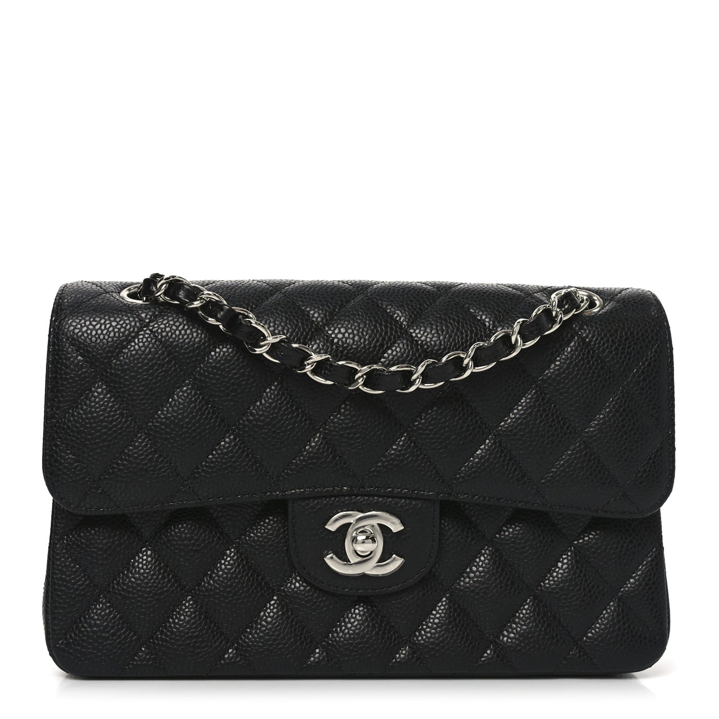 Caviar Quilted Small Double Flap Black