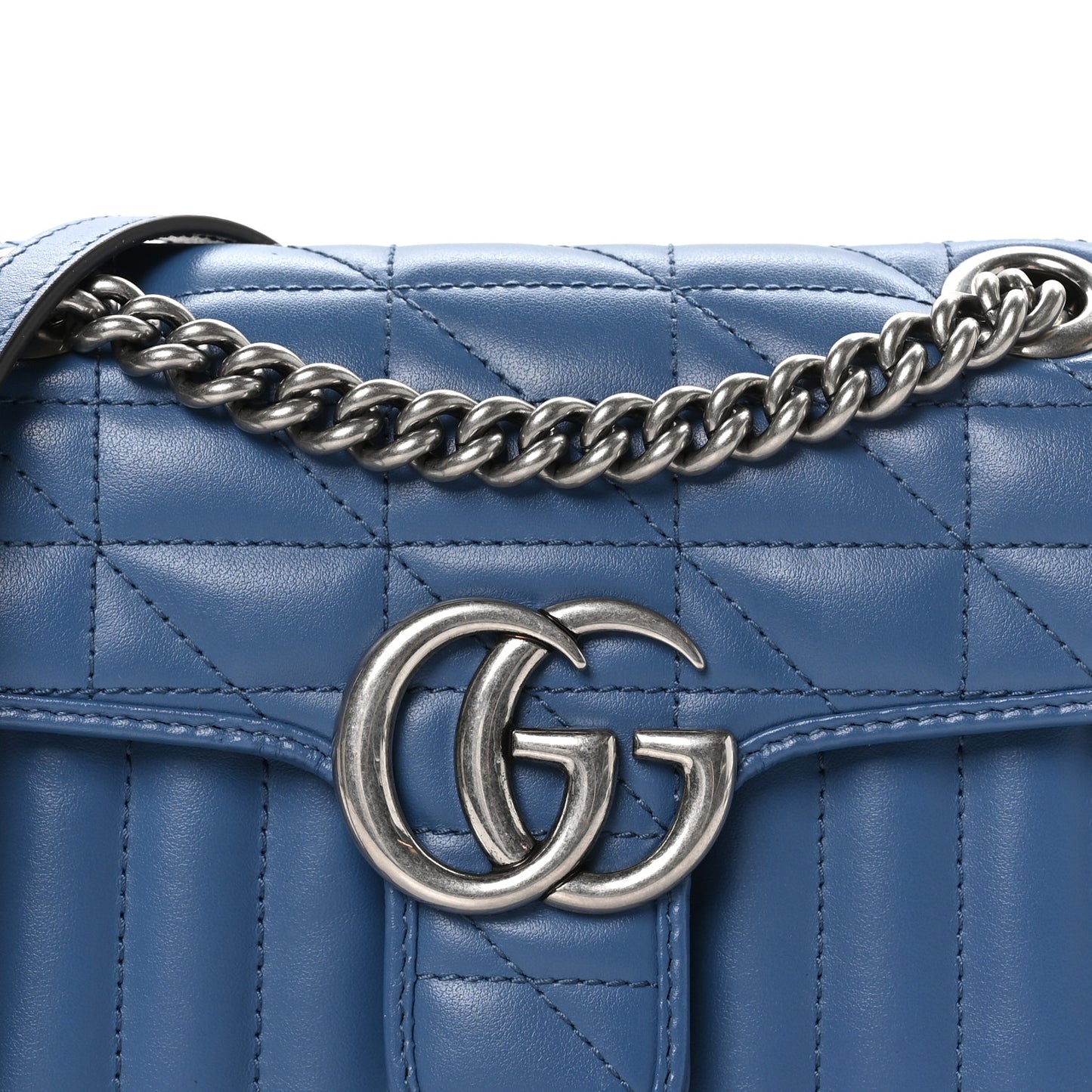 Calfskin Matelasse Aria Mini GG Marmont Shoulder Bag Clear Blue