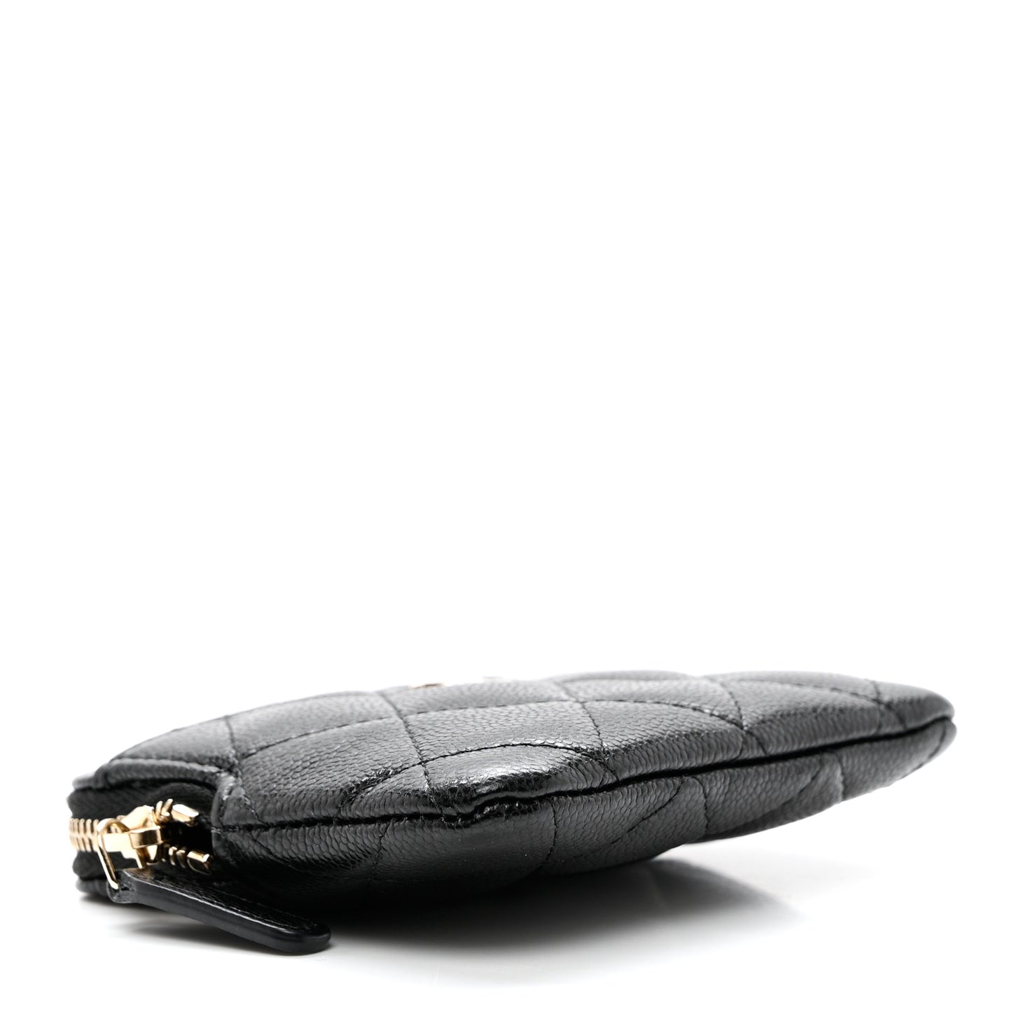 Caviar Quilted Zip Card Holder Wallet Black