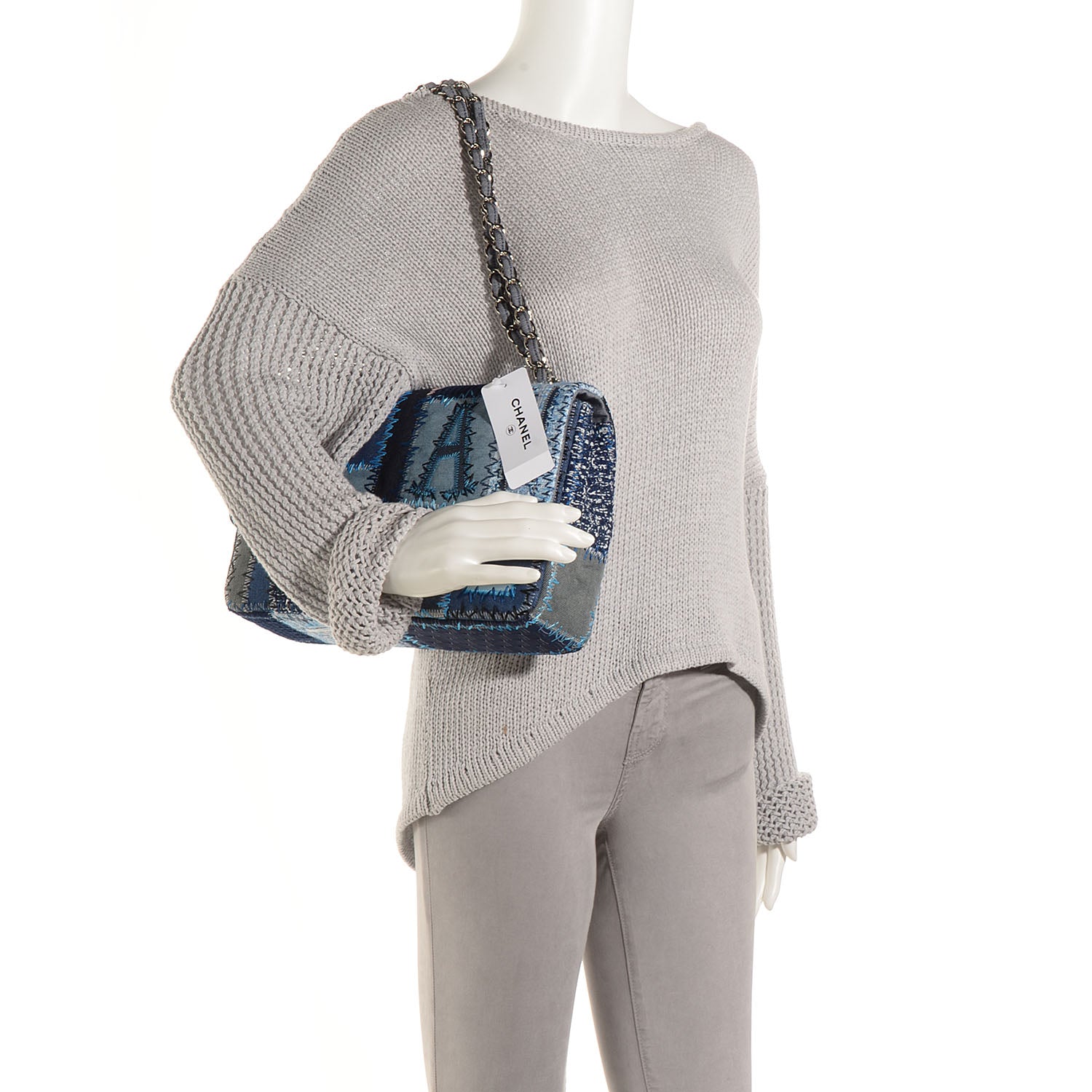 Chanel Patchwork Jumbo Single Flap Blue 2 of 9