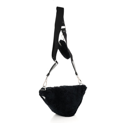 Prada Terry Cloth Triangle Shoulder Bag Black White 3 of 10