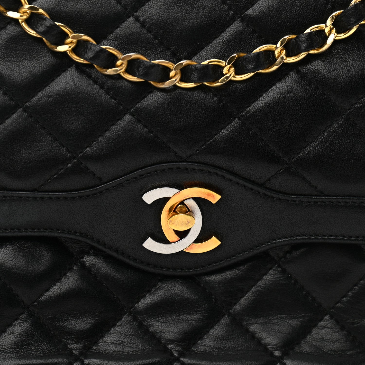 Chanel Lambskin Quilted Medium Double Flap Bag Black 9 of 12