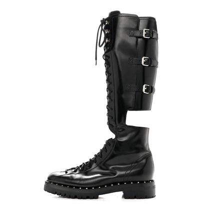 Valentino Garavani Calfskin Soul Rockstud Split Knee High Boots Black 38.5 Black 1 of 9