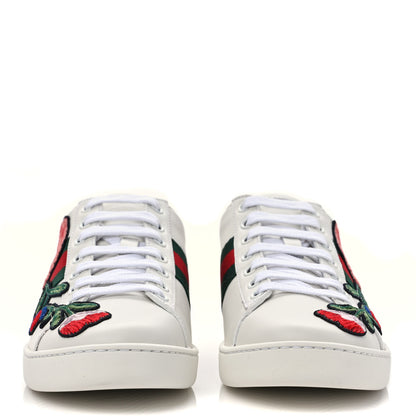 Gucci Calfskin Web Floral Embroidered Womens Ace Sneakers 37 White 2 of 9