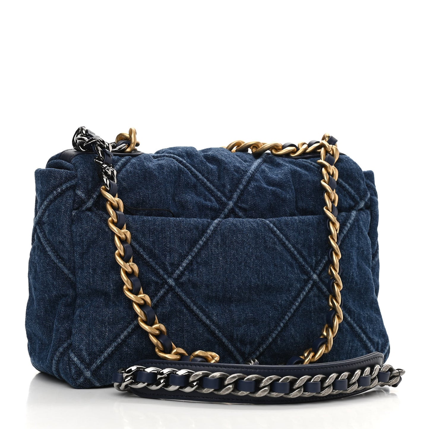 Denim Quilted Medium Chanel 19 Flap Blue