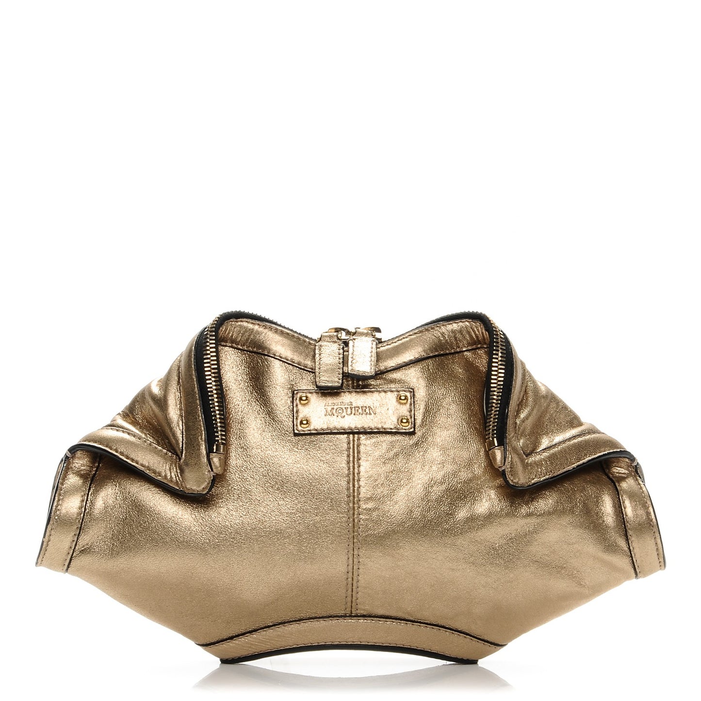 Metallic Lambskin De Manta Clutch Gold