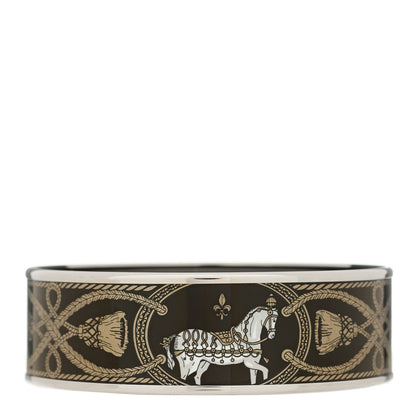 Hermes Enamel Printed Wide Grand Apparat Bracelet 65 Black 1 of 5