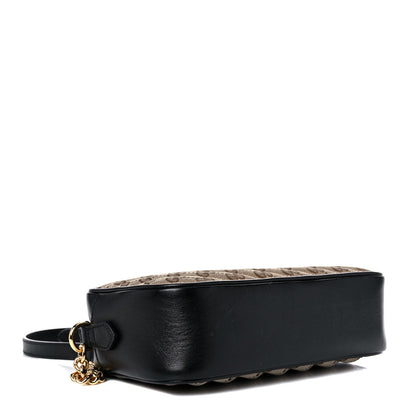 Gucci Monogram Matelasse Diagonal Small GG Marmont Chain Shoulder Bag Beige Black 4 of 12