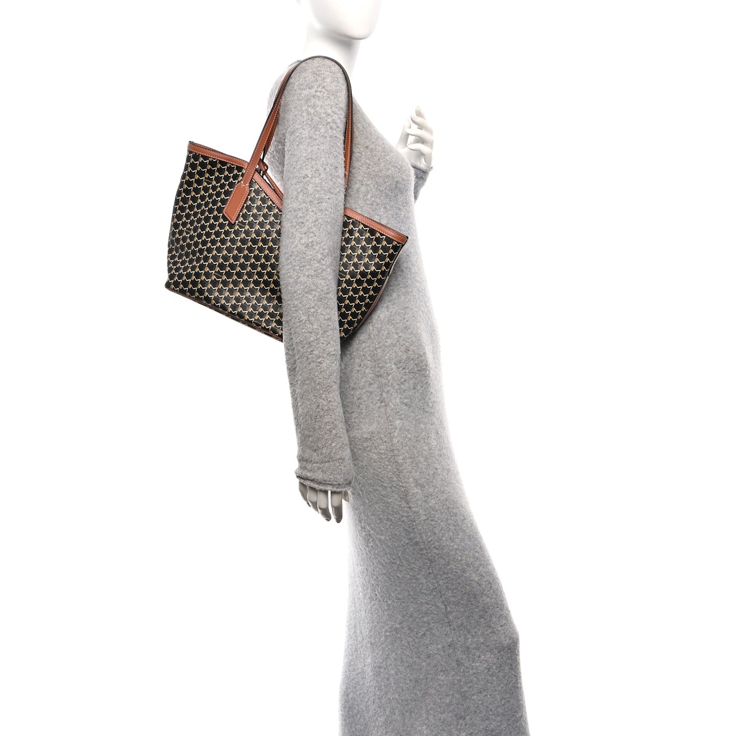 Calfskin Canvas M Tote PM Brown