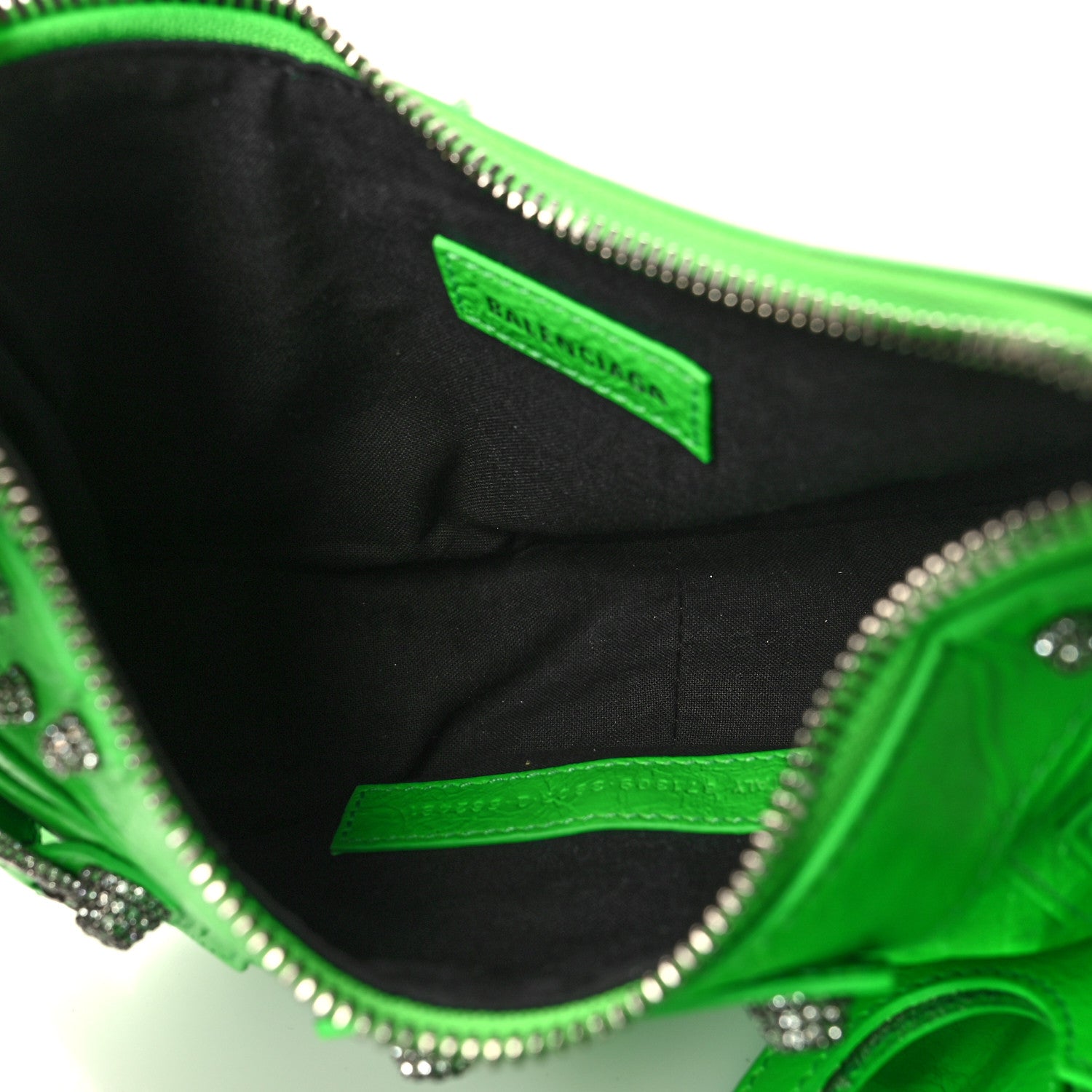 Balenciaga Agneau Arena Crystal Le Cagole Shoulder Bag XS Fluo Green 6 of 12
