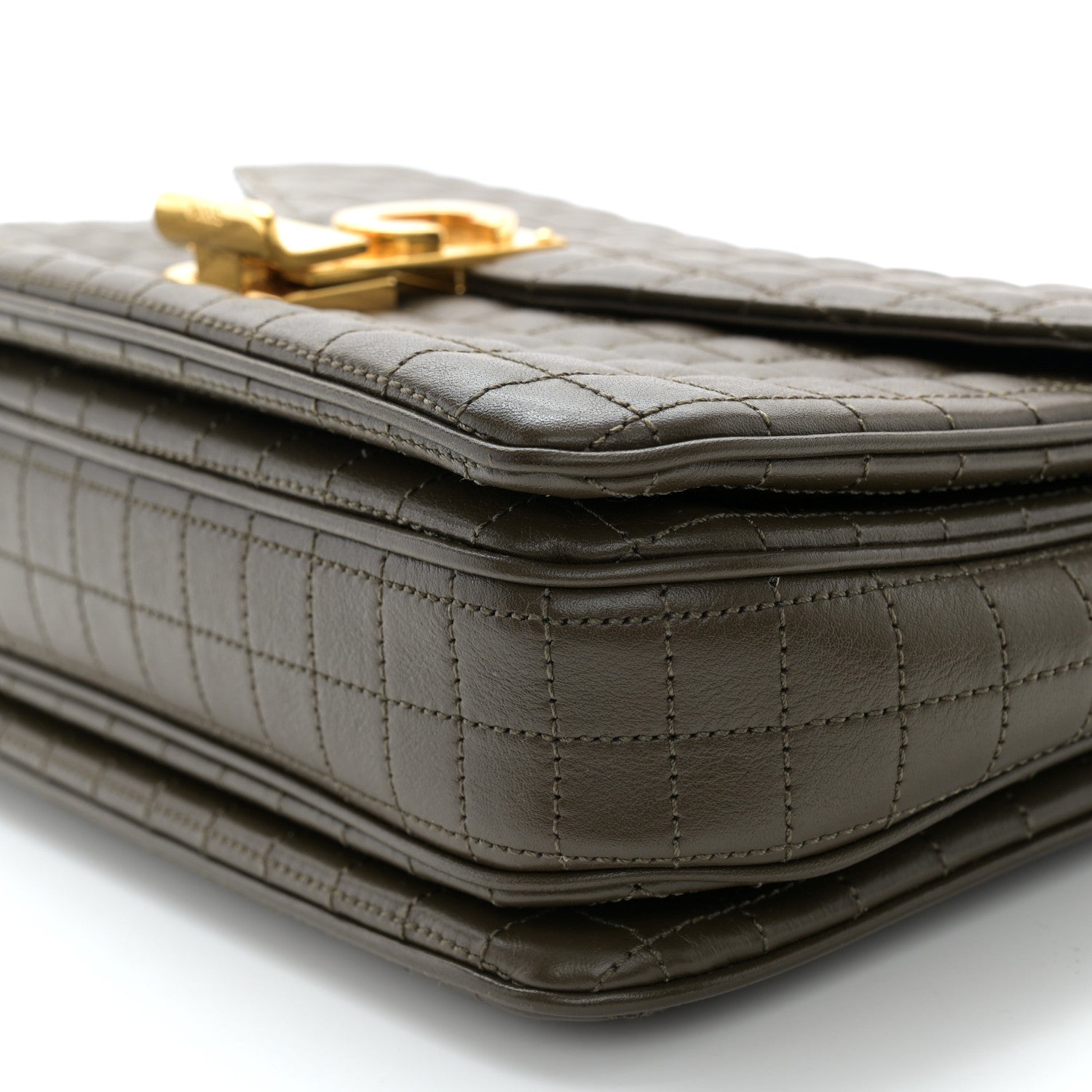 Celine Calfskin Quilted Medium C Bag Khaki 10 of 12
