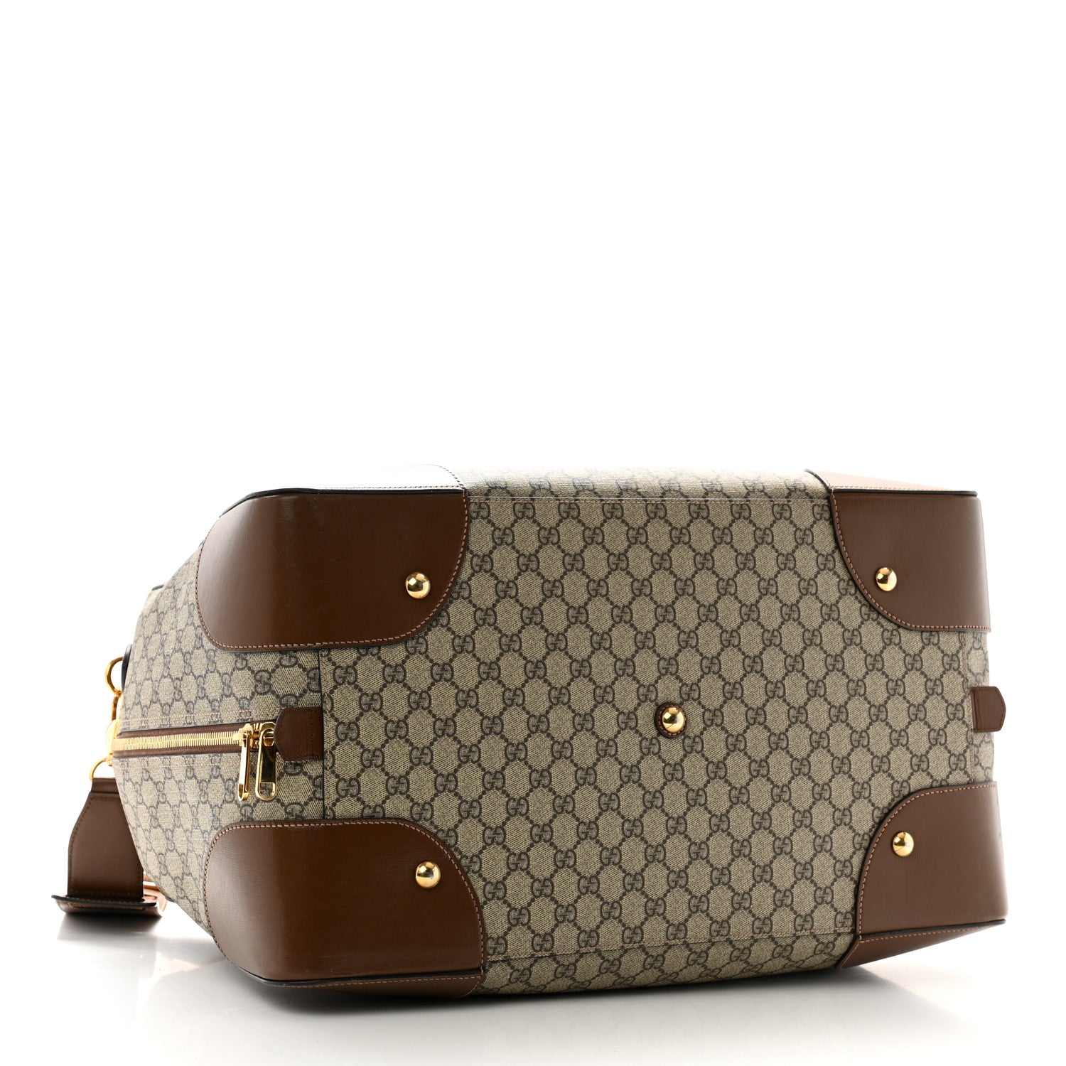 Gucci GG Supreme Monogram Azalea Calfskin Retro Interlocking G Large Duffle Bag Beige Ebony Brown Sugar 3 of 15