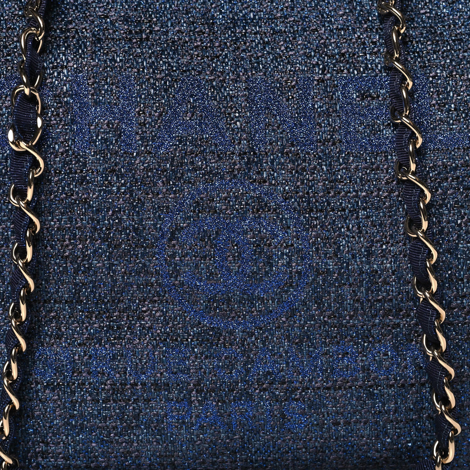Chanel Lurex Boucle Medium Deauville Tote Blue 8 of 11