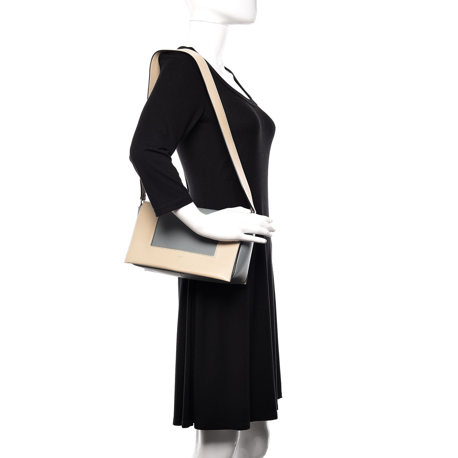 Celine Shiny Smooth Calfskin Medium Frame Shoulder Bag Grege Storm 2 of 10