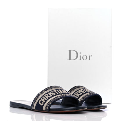 Christian Dior Canvas Embroidered Dway Mules Slide Sandals 41 Deep Blue 9 of 9