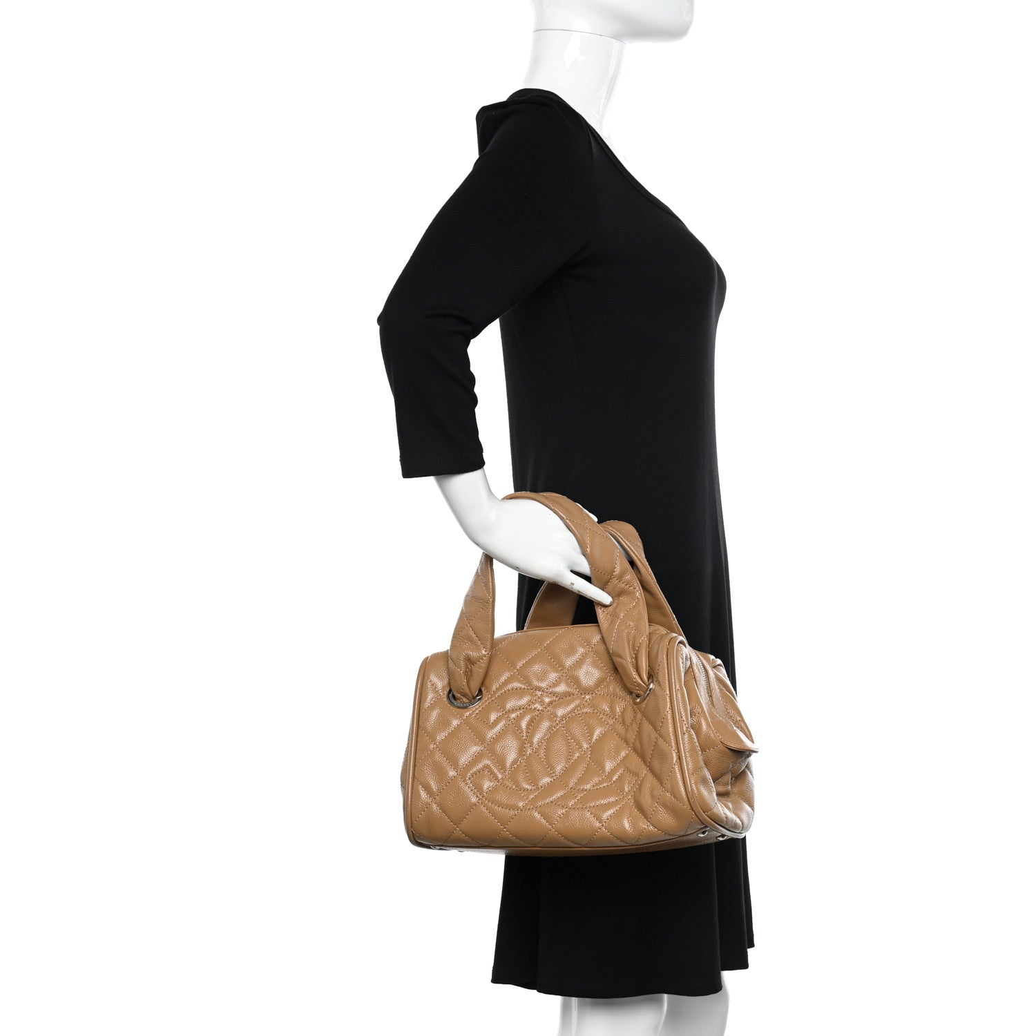 Chanel Caviar Quilted CC Timeless Bowler Dark Beige 2 of 15