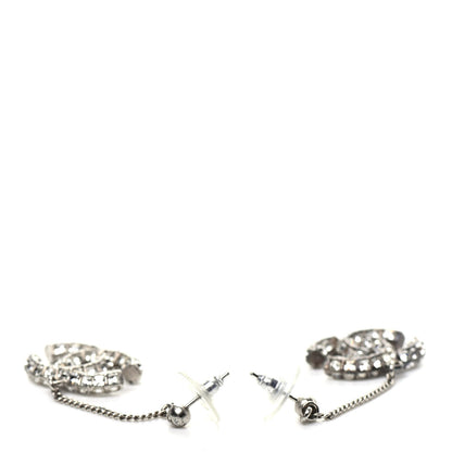 Chanel Baguette Crystal CC Drop Earrings Silver 3 of 4