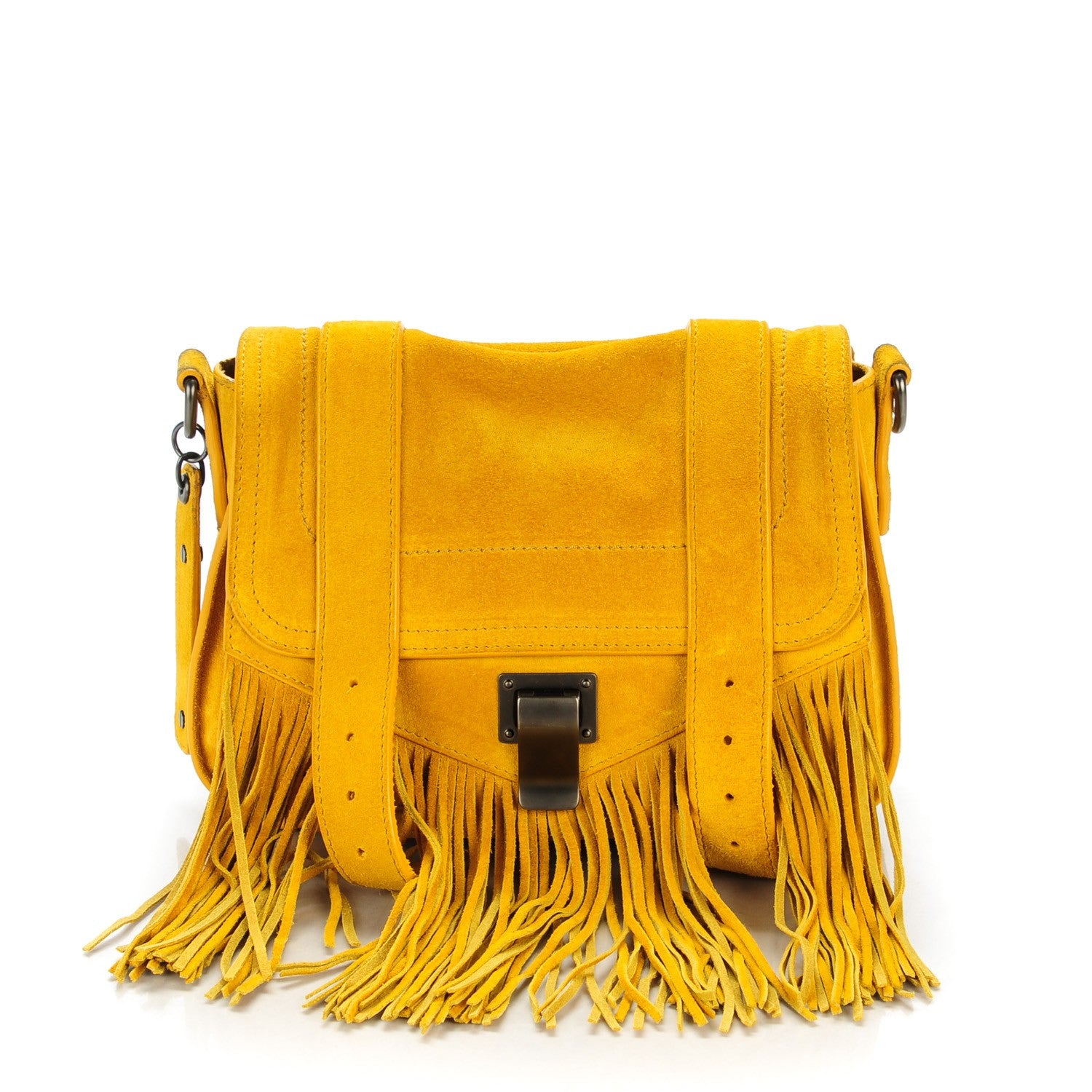 Proenza Schouler Suede Fringed PS1 Crossbody Pouch Gold 1 of 7