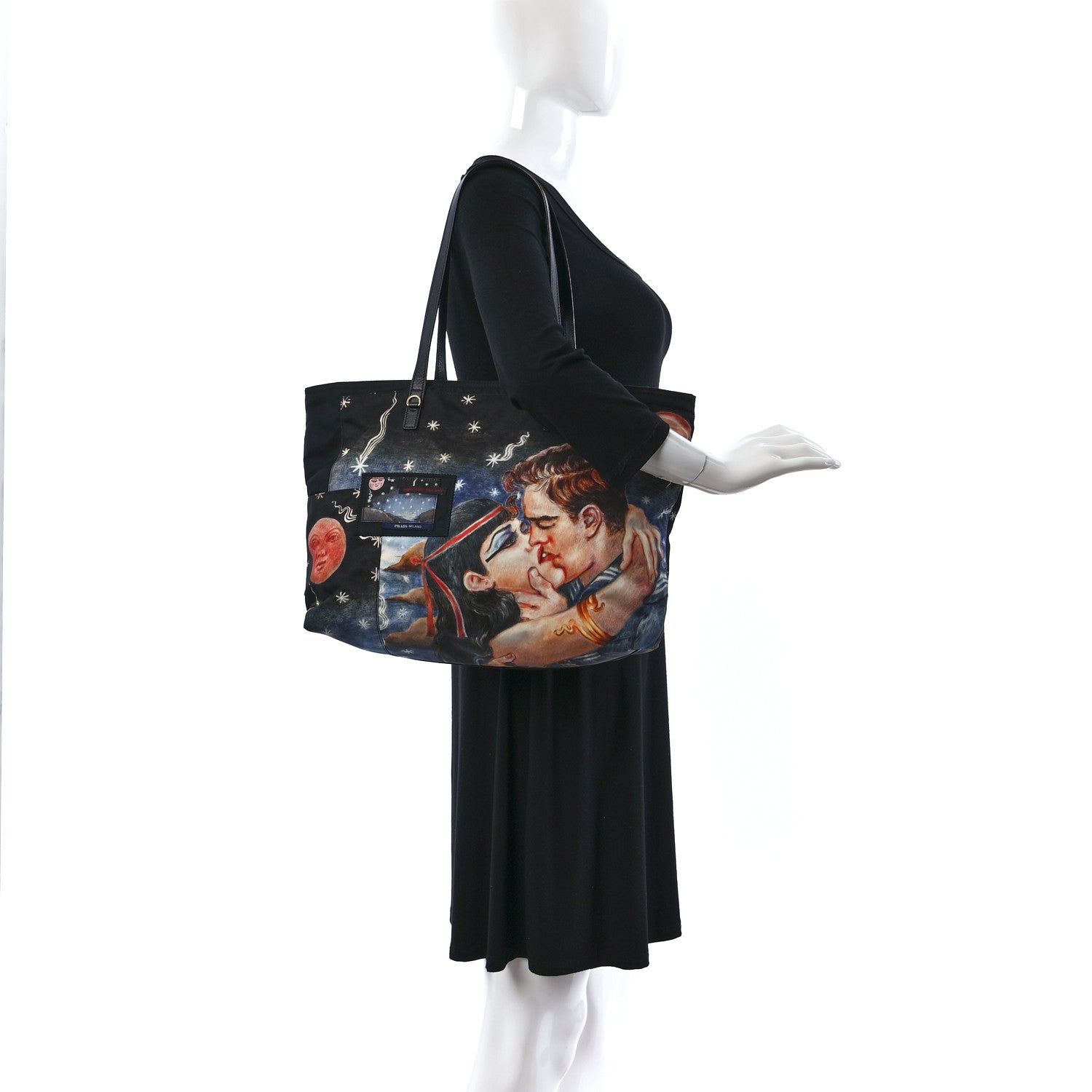 Prada Tessuto Nylon Collage Impossible True Love Printed Tote Blue 2 of 11