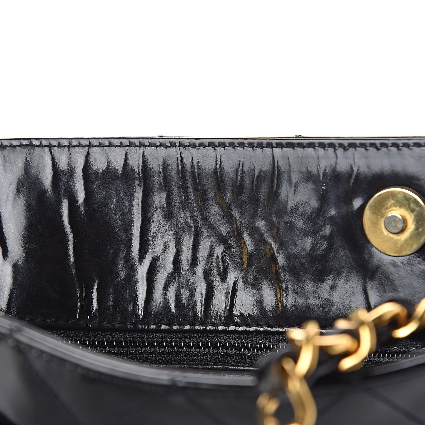 Patent Quilted Tote Black