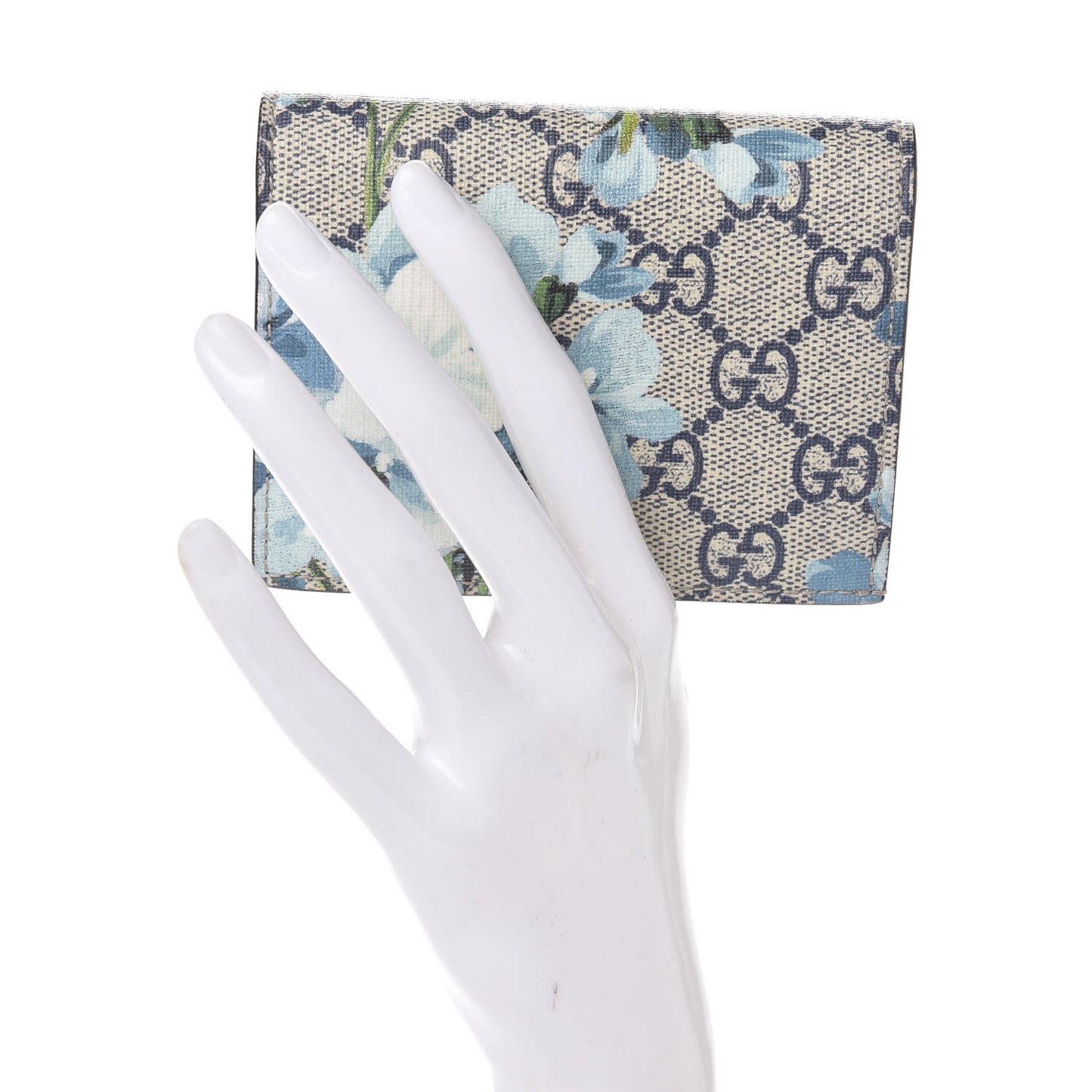 GG Supreme Monogram Blooms Card Case Beige Blue Navy Hibiscus Red