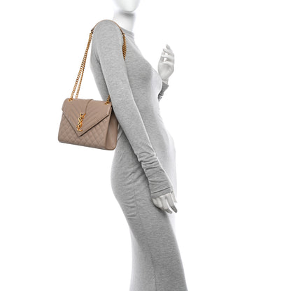Saint Laurent Grain De Poudre Textured Mixed Matelasse Medium Triquilt Monogram Satchel Dark Beige 2 of 10