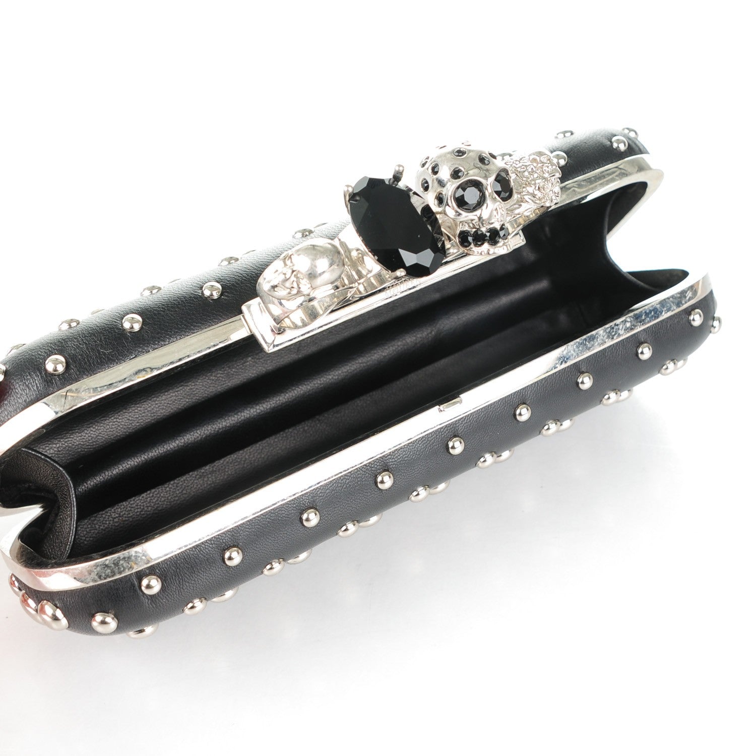 Alexander McQueen Nappa Studded Skull Knuckle Box Clutch Black 5 of 7