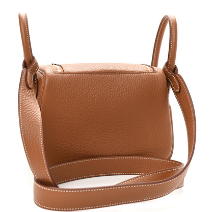 Hermes Taurillon Clemence Mini Lindy 20 Gold 3 of 9