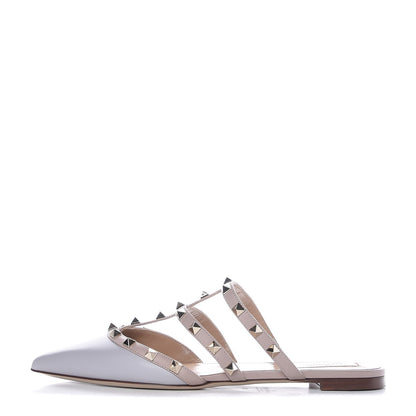 Valentino Garavani Nappa Rockstud Flat Cage Mules 39 Pastel Grey Poudre 1 of 9