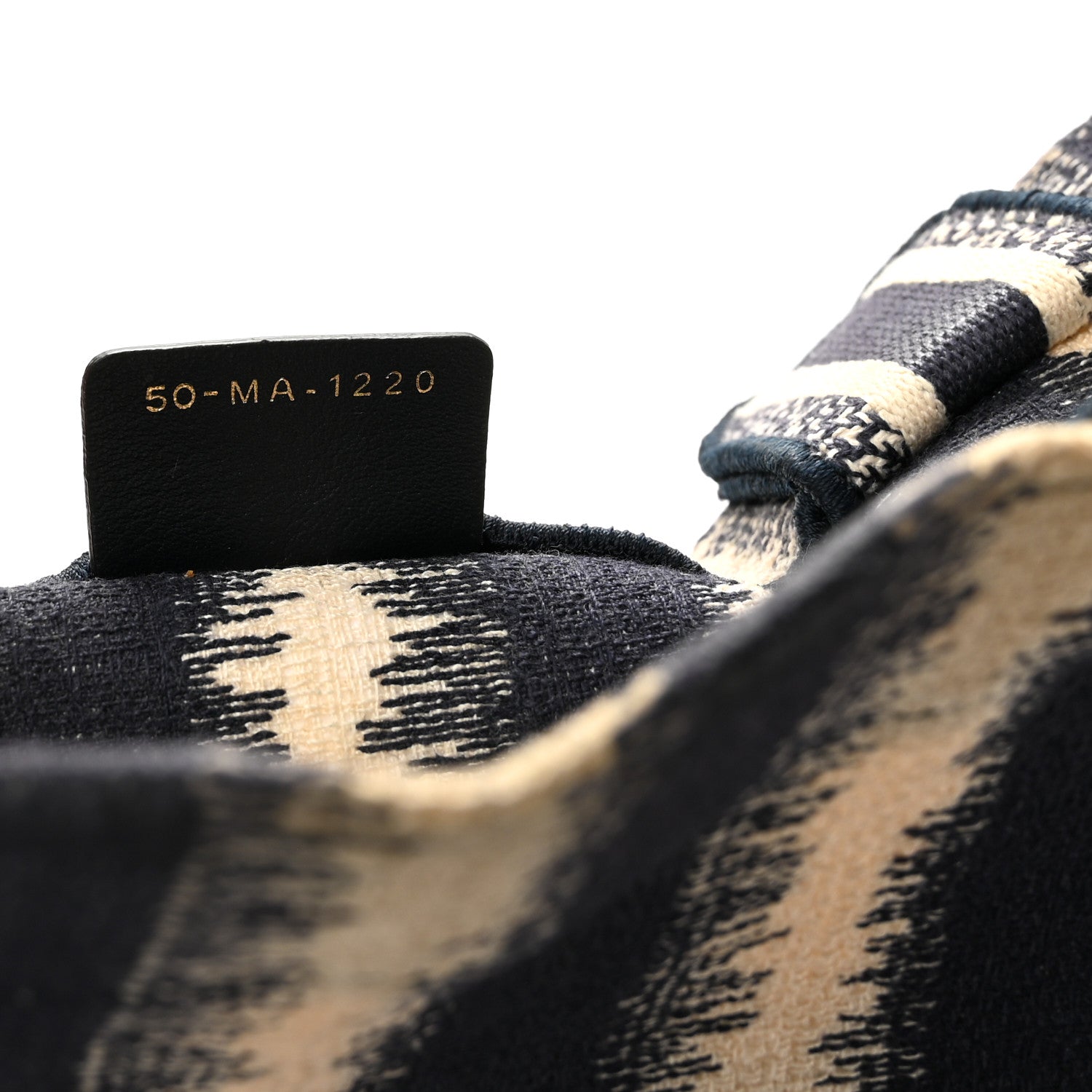 Christian Dior Canvas Embroidered Large Striped Book Tote Navy 7 of 14