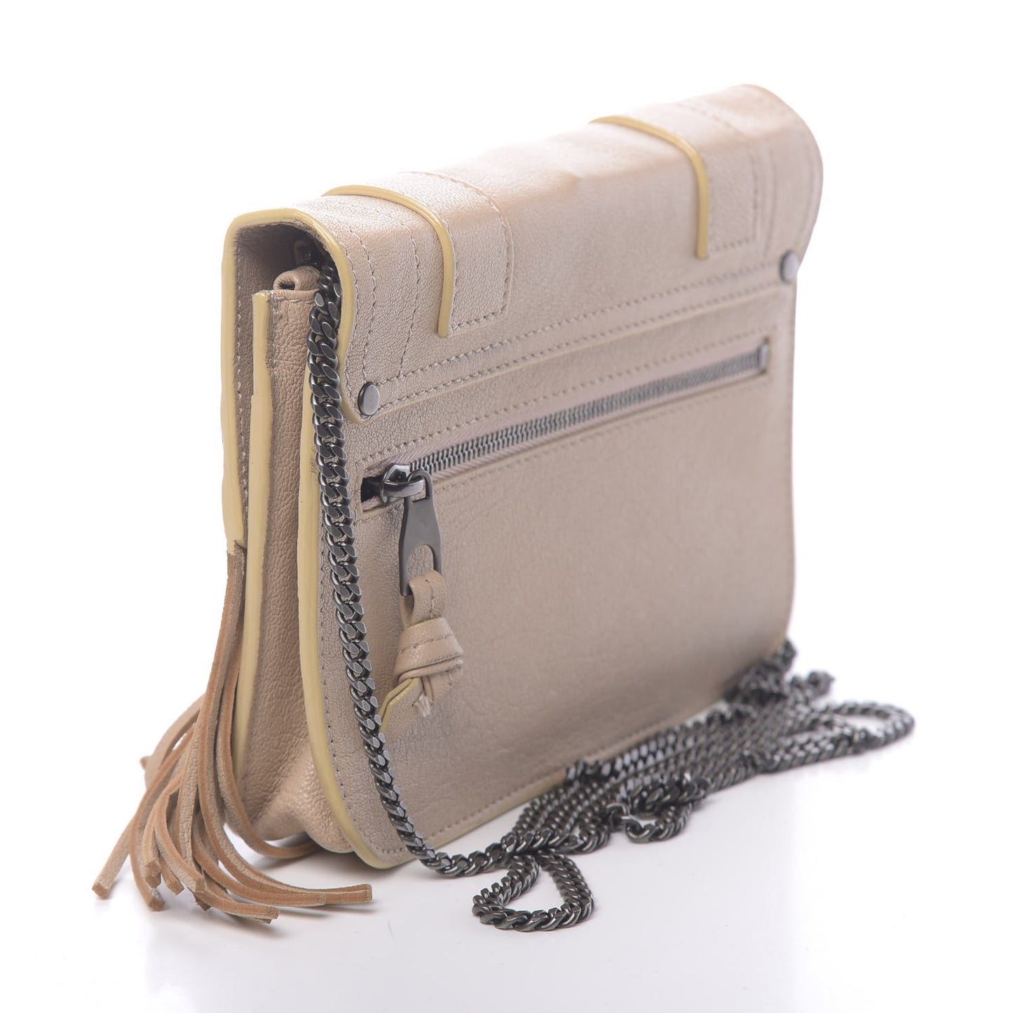 Lambskin Fringe PS1 Chain Wallet Beige