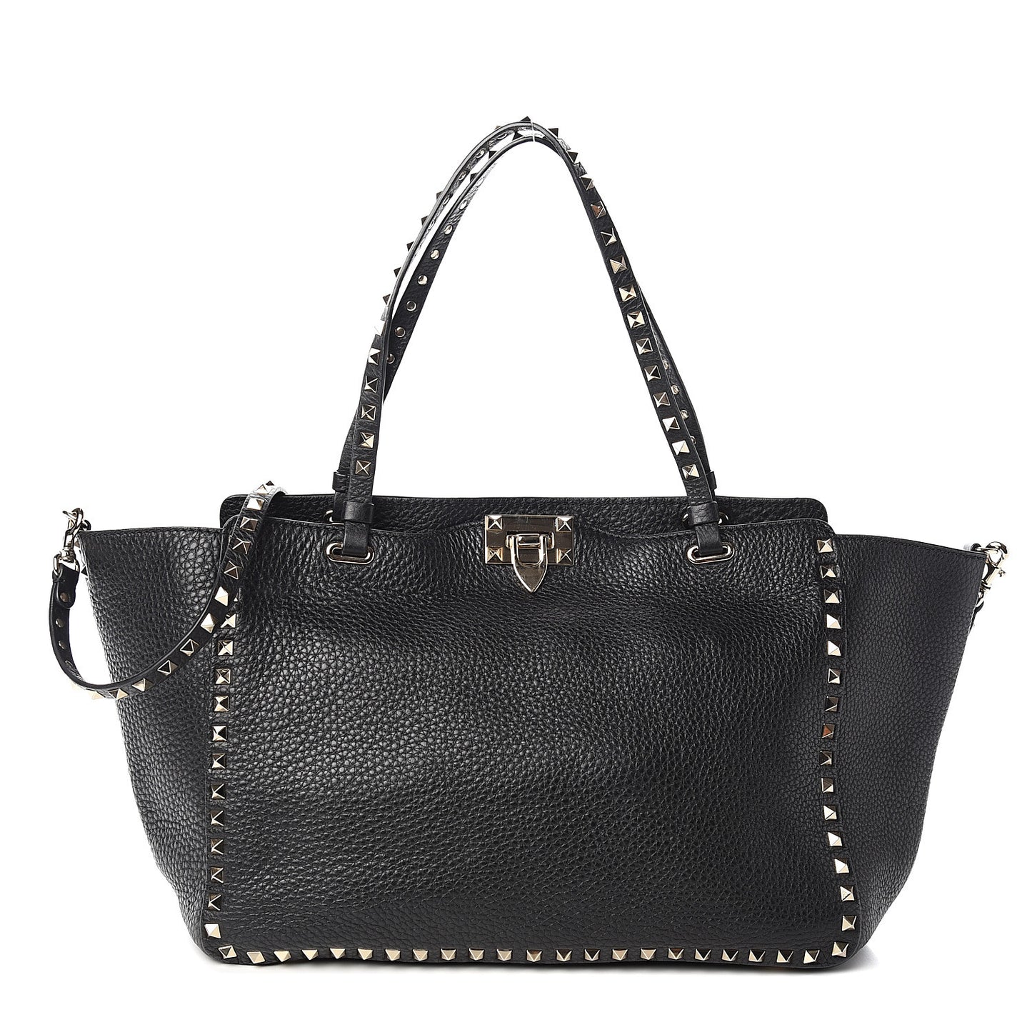 Alce Printed Calfskin Medium Rockstud Tote Black