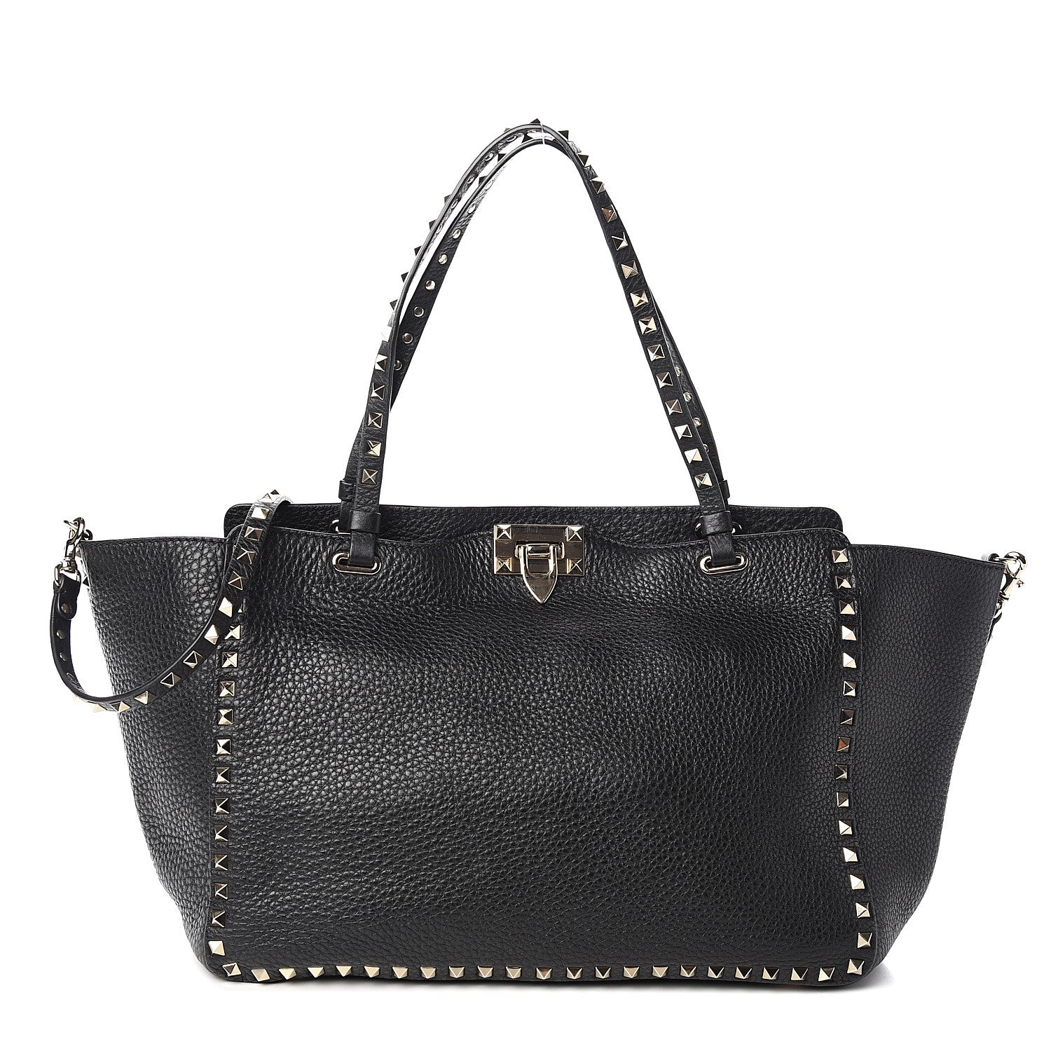 Valentino Garavani Alce Printed Calfskin Medium Rockstud Tote Black 1 of 8