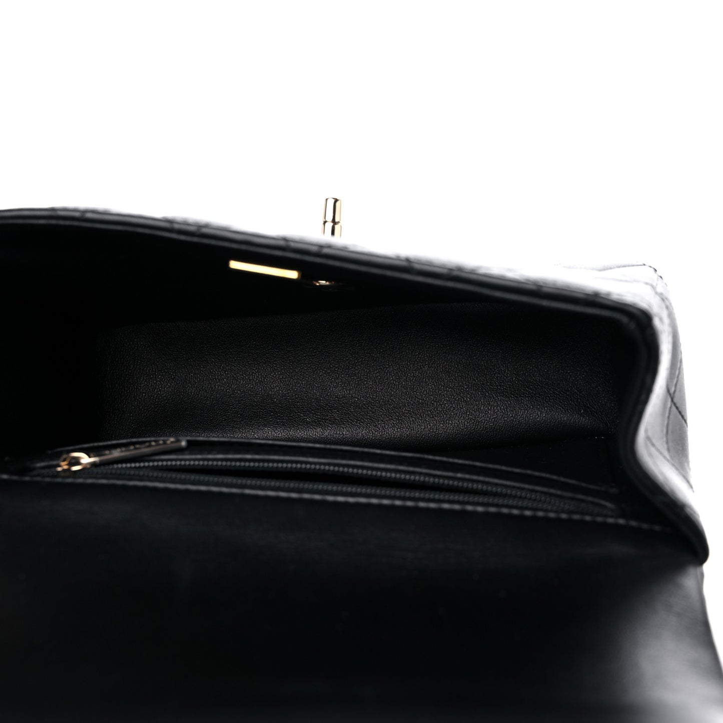 Lambskin Quilted Mini Top Handle Rectangular Flap Black