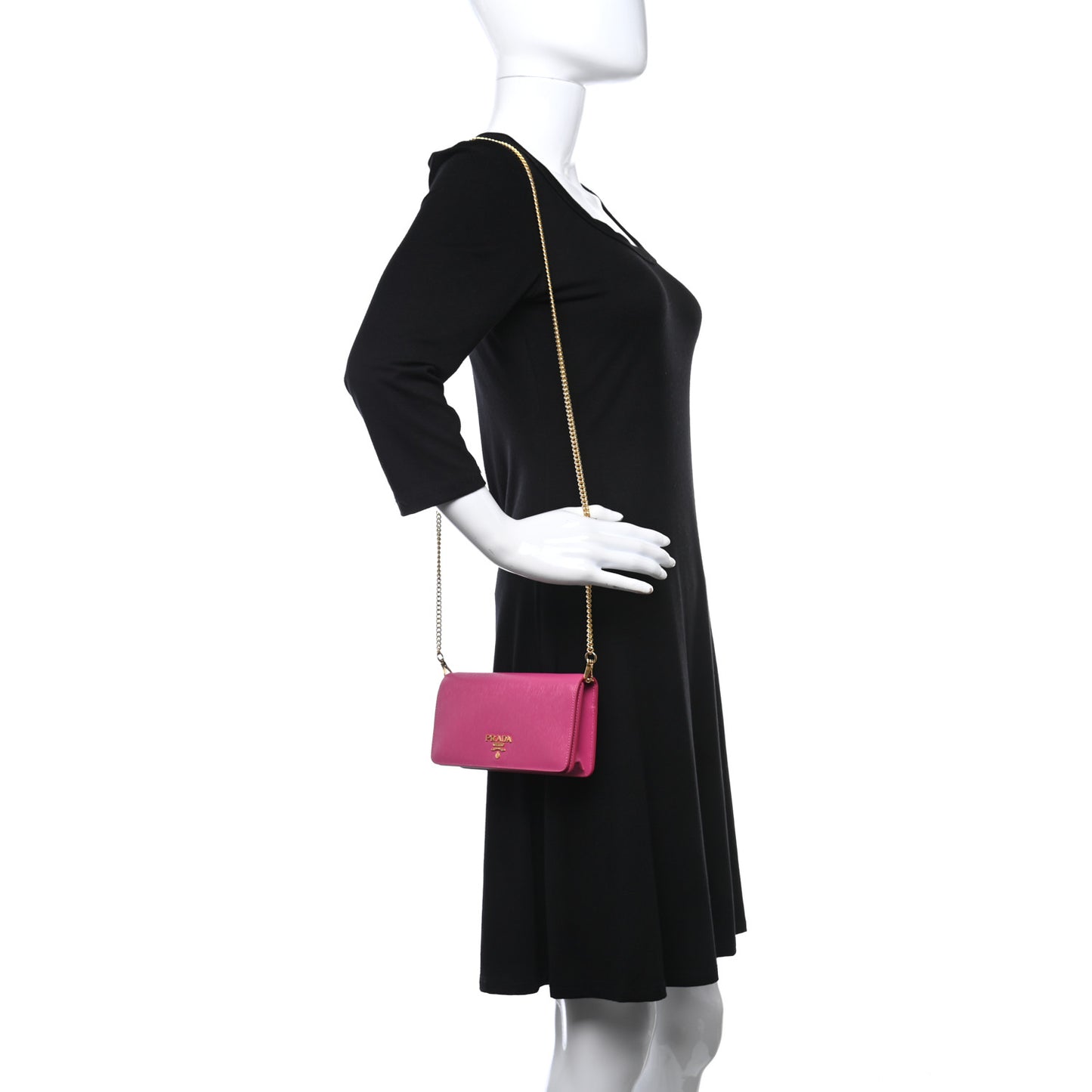 Vitello Move Metal Mini Crossbody Bag Fuxia