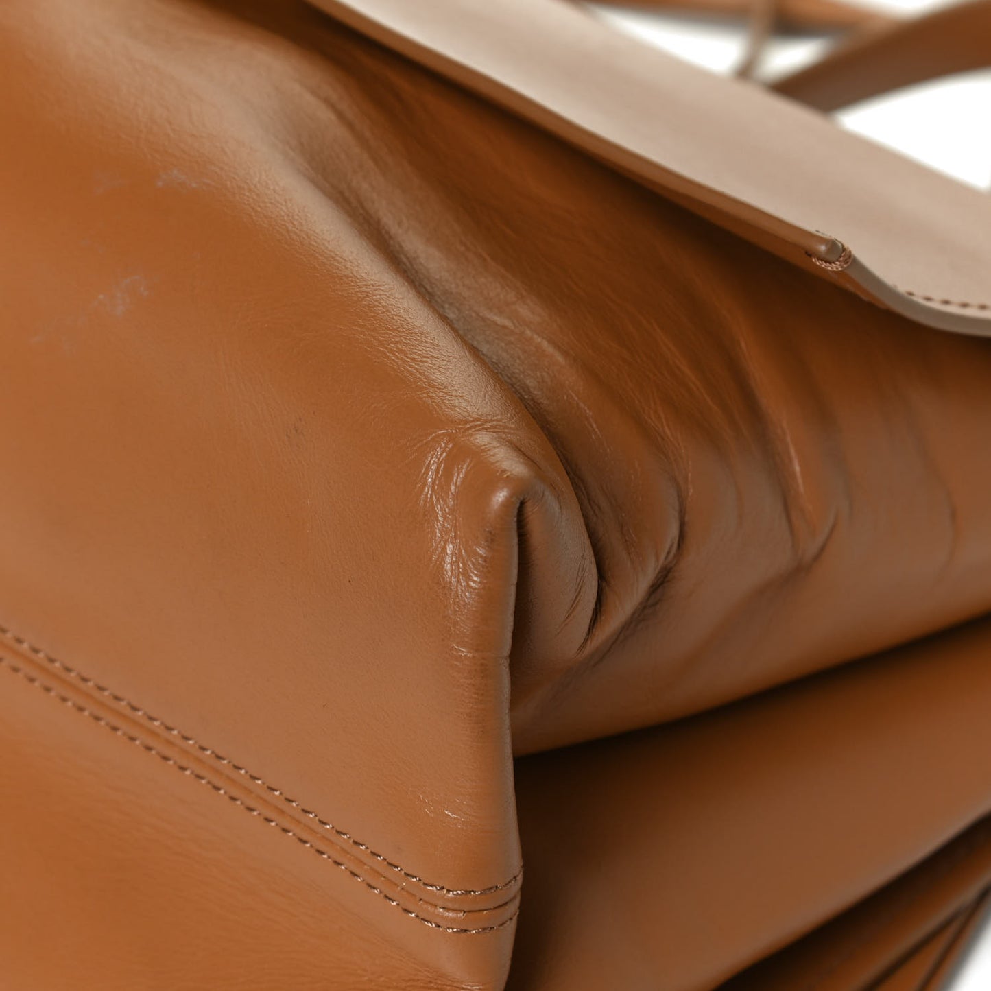 Calfskin Large Binder Clip Soft Shoulder Bag Brown