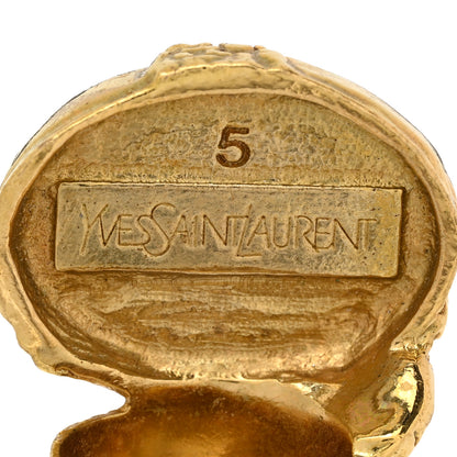 Saint Laurent Glass Cabochon Arty Ovale Ring 5 Gold Lapis 4 of 4