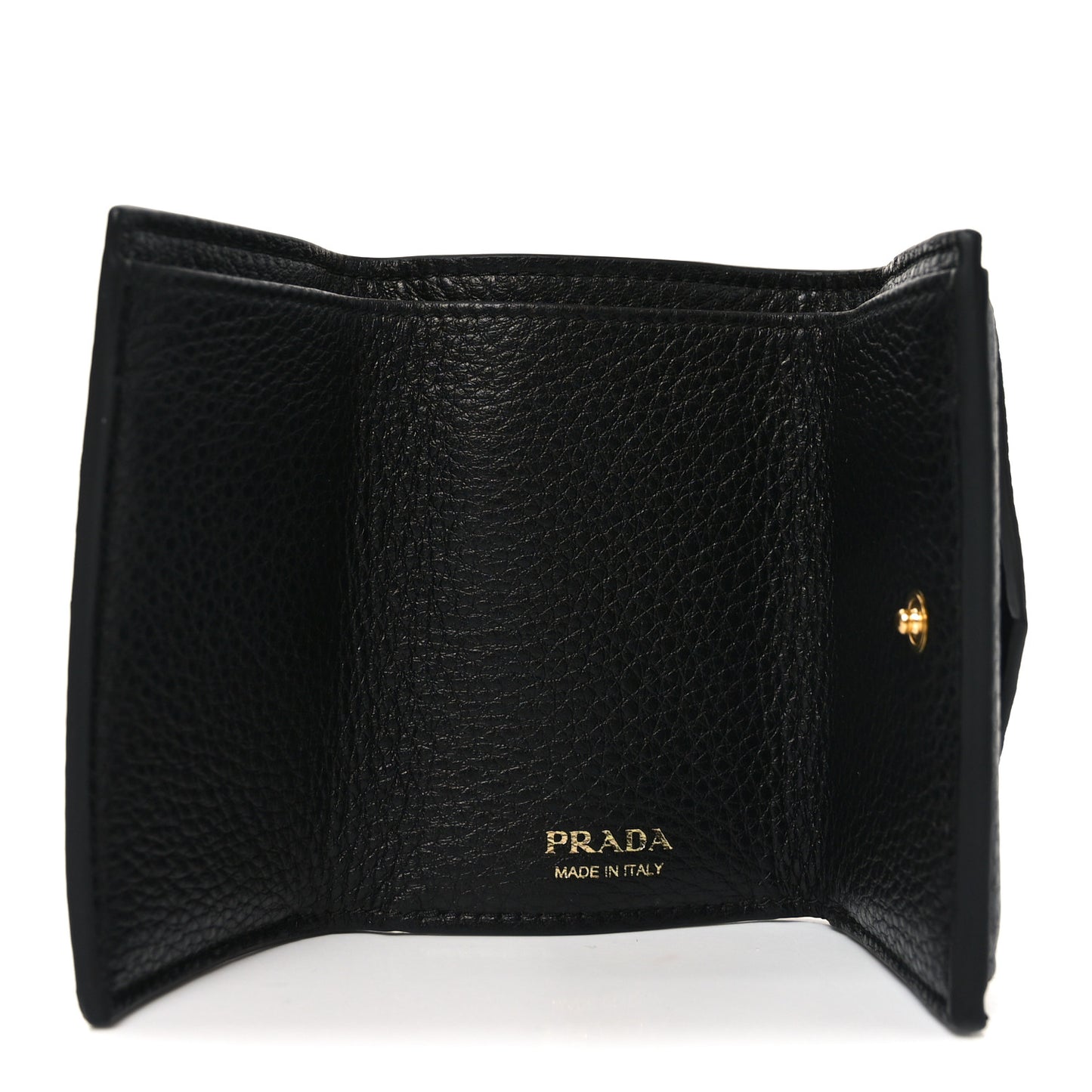 Vitello Grain Small Tri-Fold Wallet Black