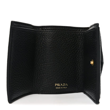 Prada Vitello Grain Small Tri-Fold Wallet Black 5 of 7