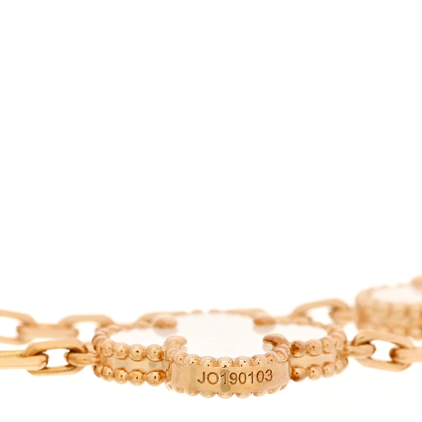 18K Yellow Gold Mother of Pearl 5 Motifs Vintage Alhambra Bracelet