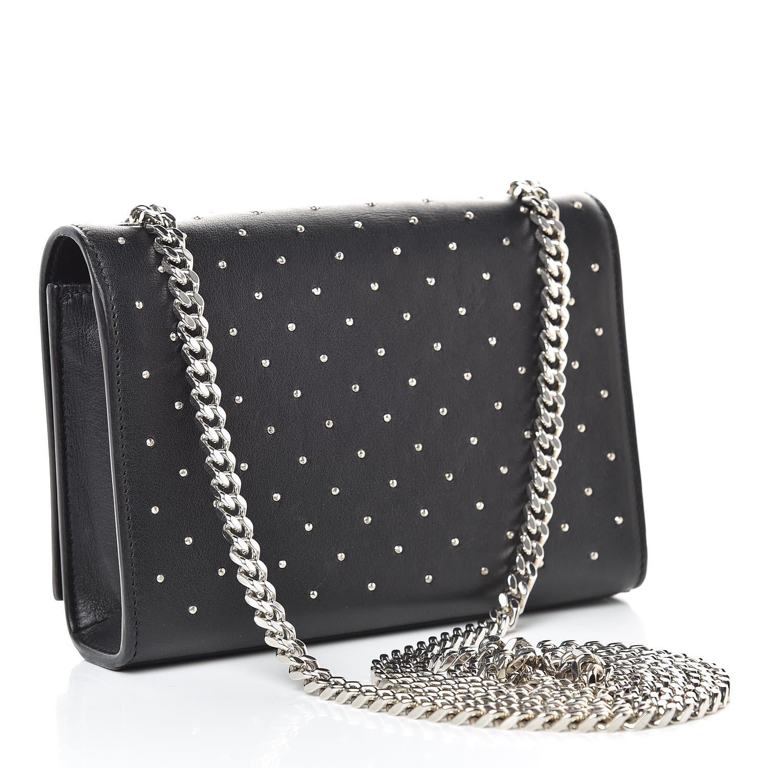Saint Laurent Calfskin Studded Small Monogram Kate Satchel Black 3 of 14