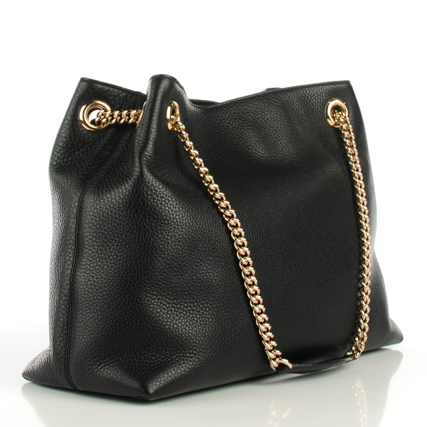 Pebbled Calfskin Medium Soho Chain Shoulder Bag Black