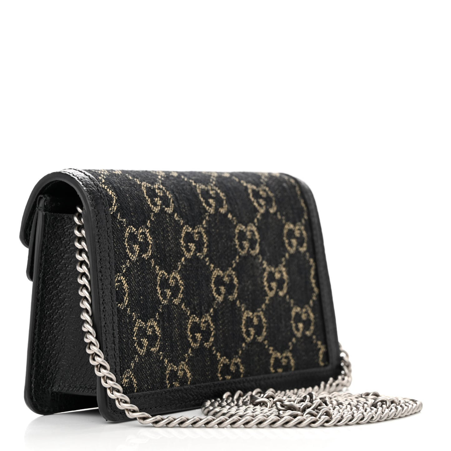 Jacquard Black Denim GG Monogram Super Mini Dionysus Shoulder Bag Black Ivory