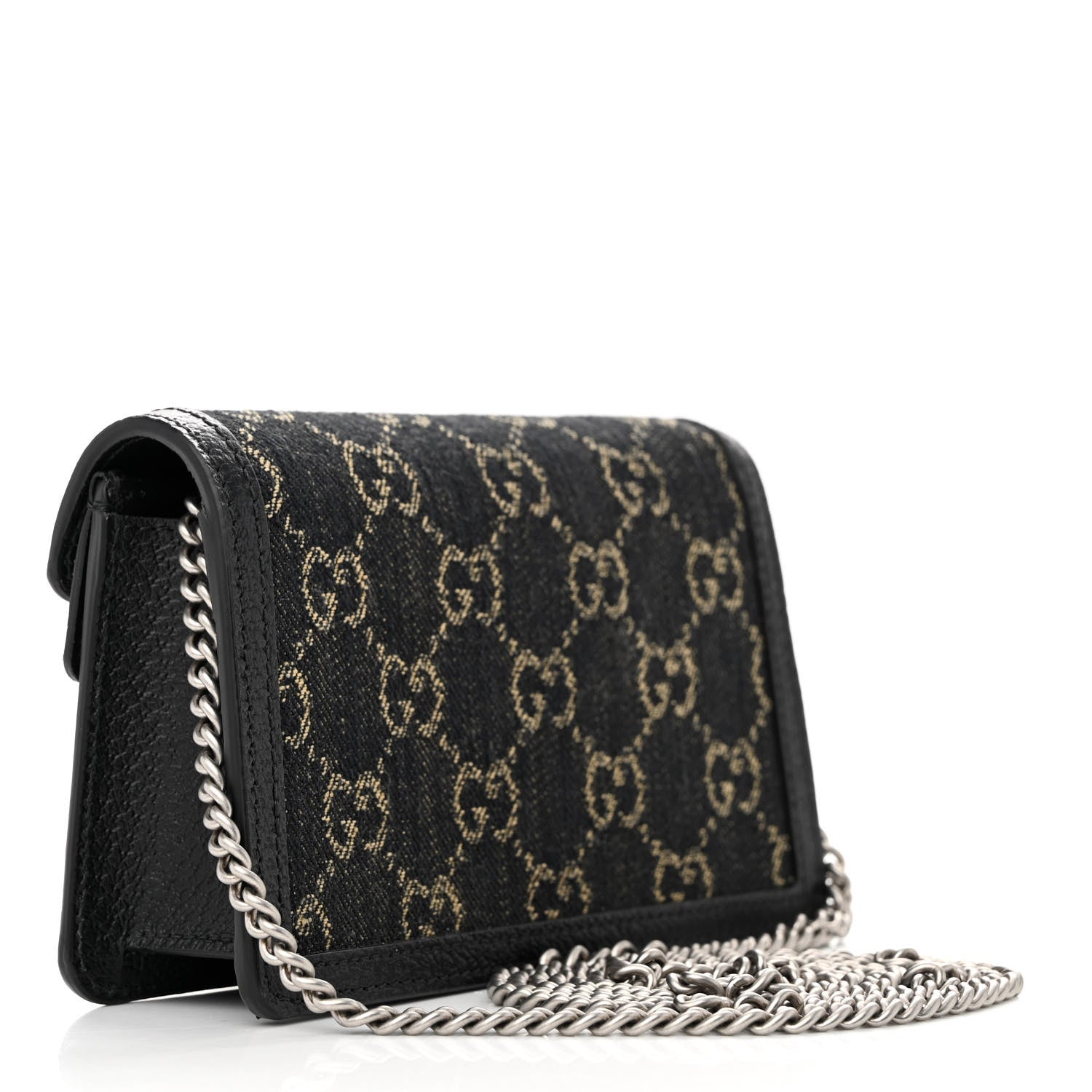 Gucci Jacquard Black Denim GG Monogram Super Mini Dionysus Shoulder Bag Black Ivory 3 of 11