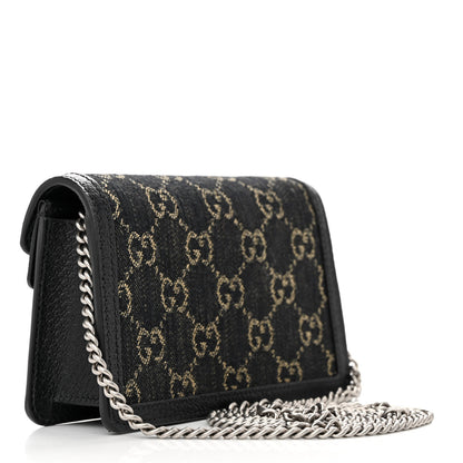 Gucci Jacquard Black Denim GG Monogram Super Mini Dionysus Shoulder Bag Black Ivory 3 of 11