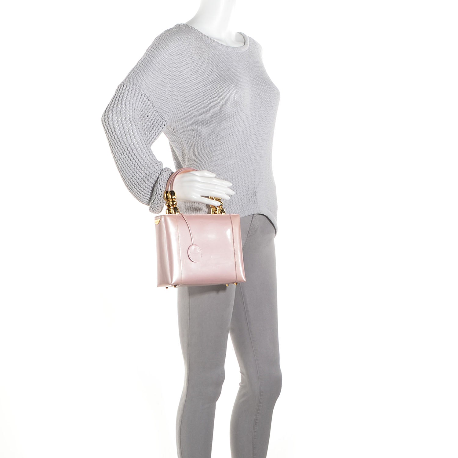 Christian Dior Leather Chrome Beaded Malice Tote Rose Poudre 2 of 9
