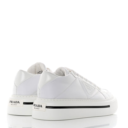 Prada Re-Nylon Spazzolato Rubber Triangle Logo Macro Quilted Mens 35mm Platform Sneakers 8 White 4 of 9