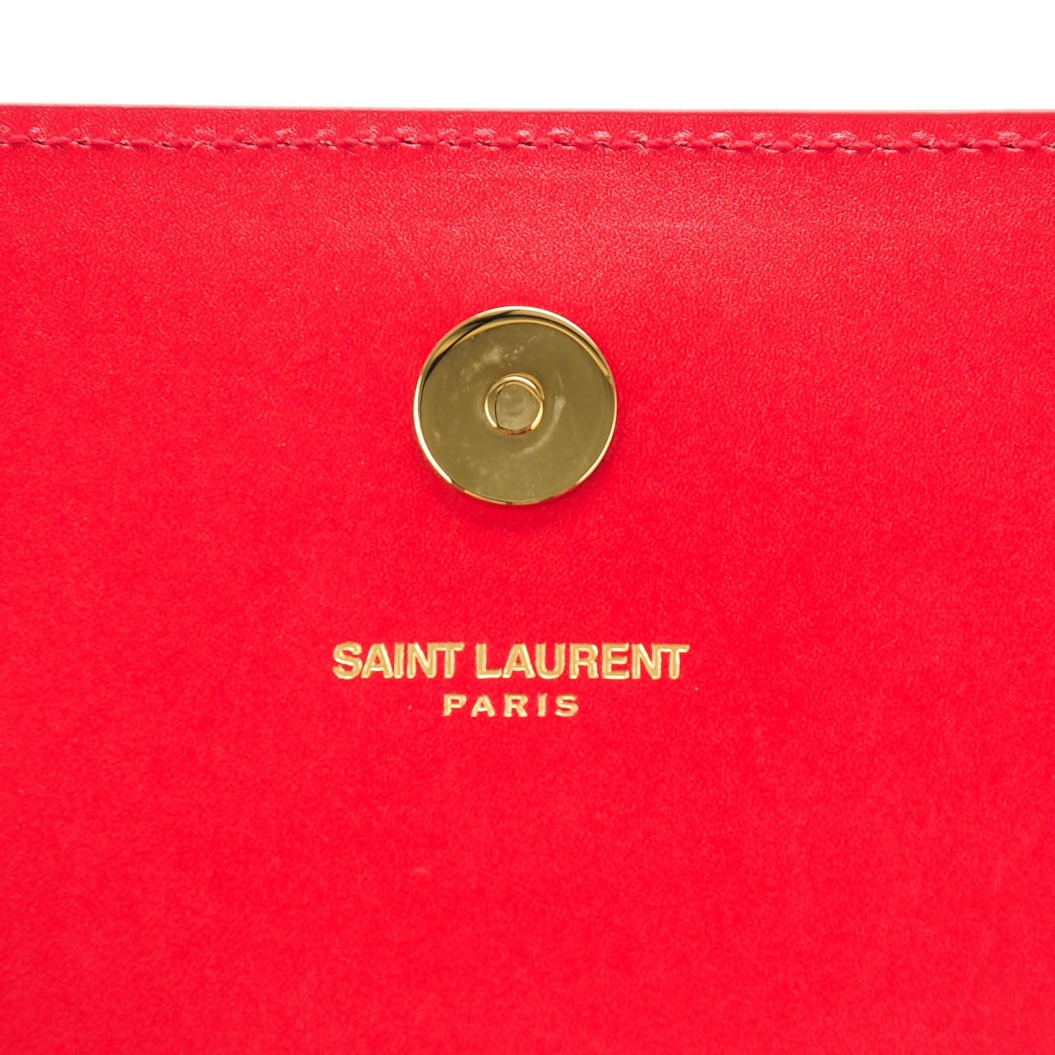 Saint Laurent Calfskin Classic Monogram Clutch Rouge Orient 8 of 8